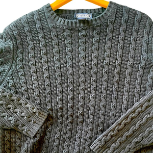 Lands End Navy Women’s Cable Knit Sweater in‎ EUC, size Medium (10-12)